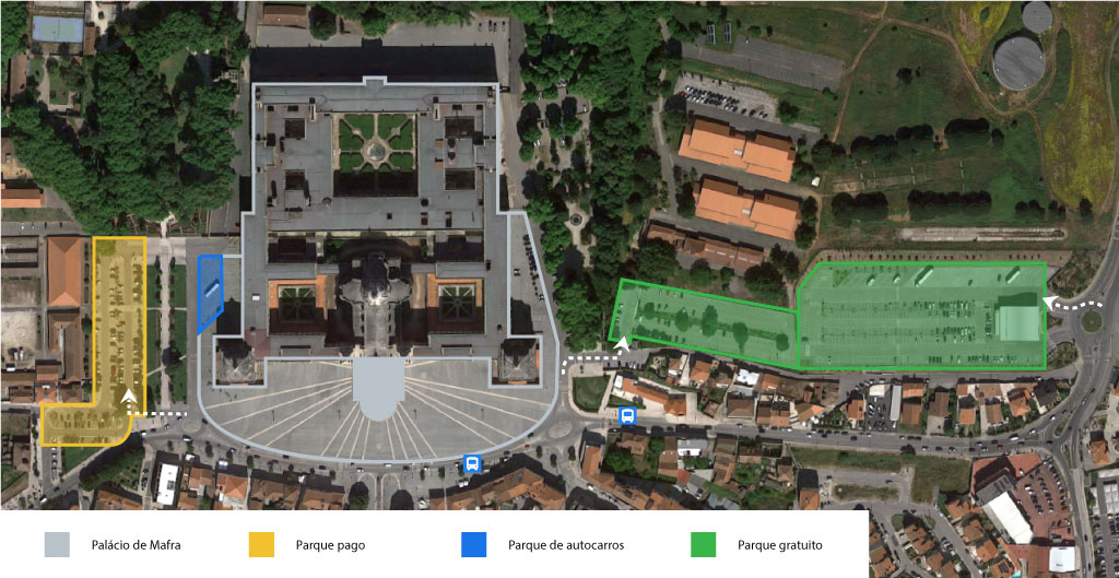 locais de estacionamento perto do palácio de mafra